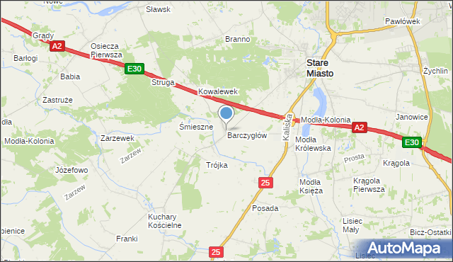 mapa Barczygłów, Barczygłów na mapie Targeo